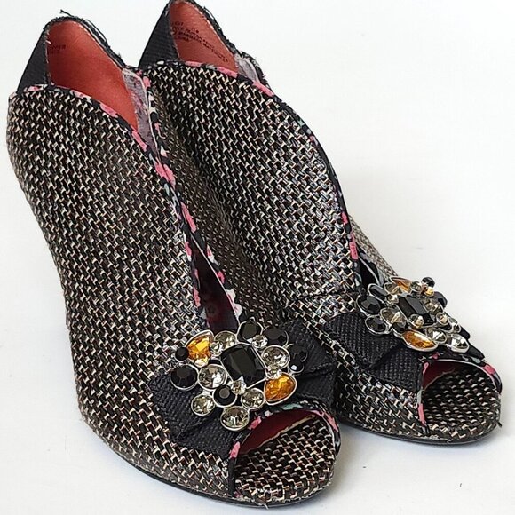 BLACK RED ALERT Poetic License Peep Toe Shoes Women's Size 7.5 - Picture 1 of 12